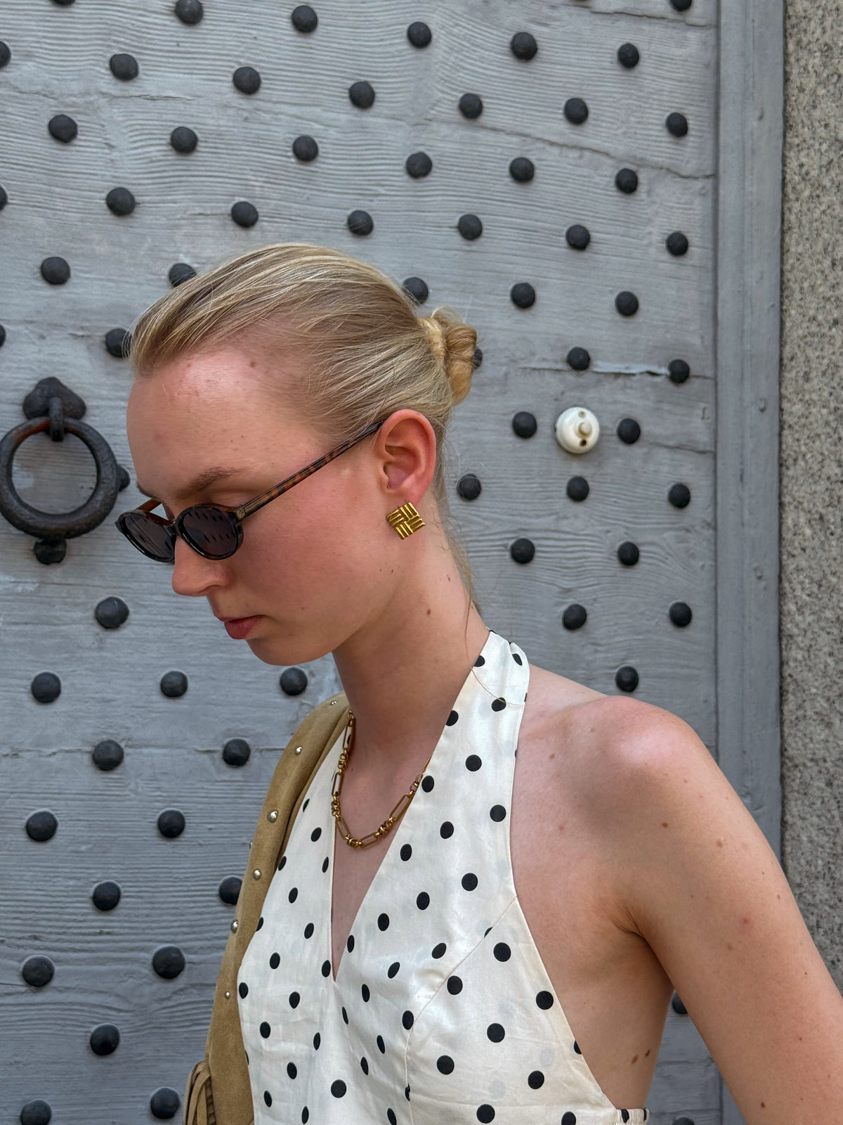 Bowi vintage ruit oorbellen