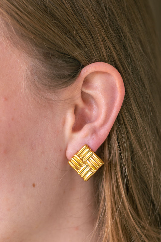 Bowi vintage ruit oorbellen