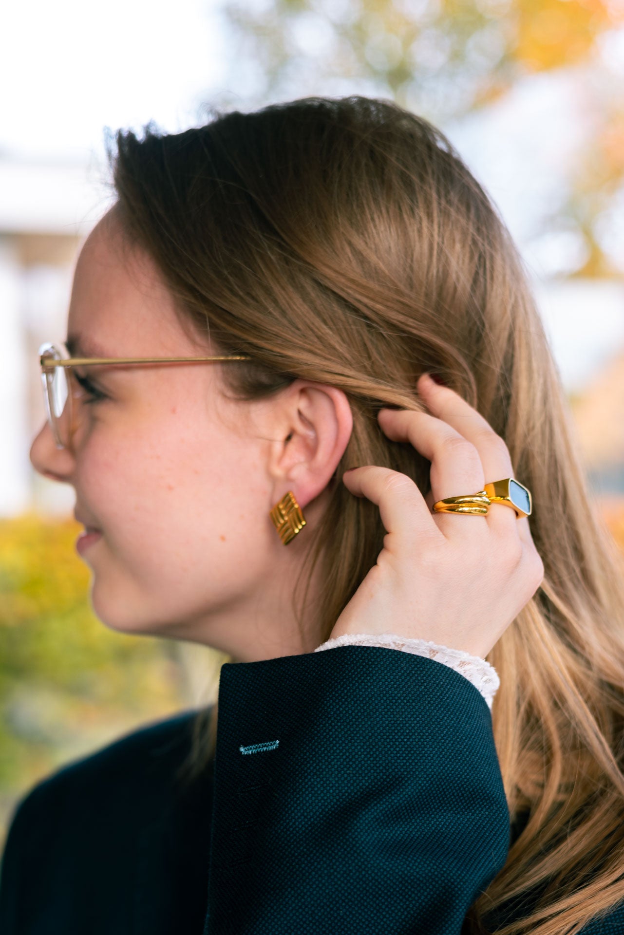 Bowi vintage ruit oorbellen
